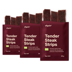 Vilgain Sušené steakové prúžky BIO –  3× morská soľ 25 g