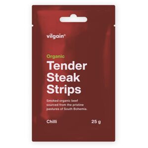 Vilgain Sušené steakové prúžky BIO –  3× chilli 25 g