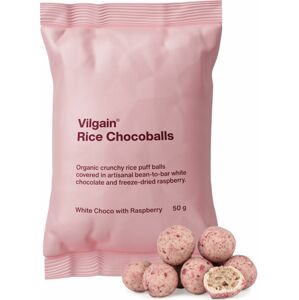 Vilgain Rice Chocoballs BIO – Biela čokoláda s malinou 50 g