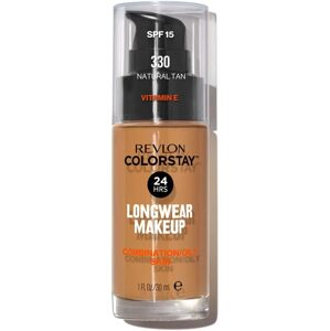 Revlon Colorstay Liquid Foundation Makeup pre zmiešanú/mastnú pleť SPF 15, Longwear Stredne plné krytie s matným povrchom, Natural Tan (330), 30 ml
