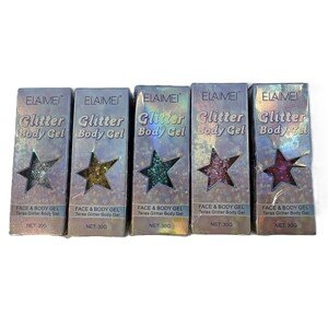 ELAIMEI Telový trblietavý gél, trblietky Holografický hrubý gél, 5x30ml