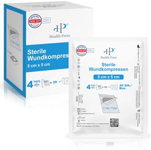 Health Press Sterilné obklady 5 x 5 cm – 40 obkladov na rany