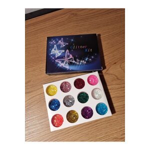 Glitter Kit kozmetický trblietavý prášok na nechty, telo, tvár, oči, 12ks