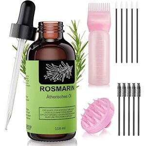 Rosemary Essential Oil Rozmarínový olej na vlasy a silikónový aplikátor na pokožku hlavy, 118ml