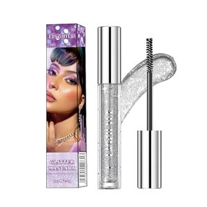QICIY Glitter Mascara dlhotrvajúca, objemná riasenka s jemným diamantovým leskom, strieborný trbliet 5g