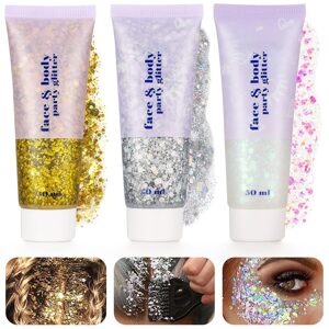 Xinstroe 3 kusy telového gelu Glitter Sequins Chunky Glitter