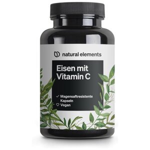 Natural elements Železo 20 mg (z bisglycinátu železnatého) na kapsulu - so 42 mg prírodného vitamínu C 180ks Exp.: 5/2025