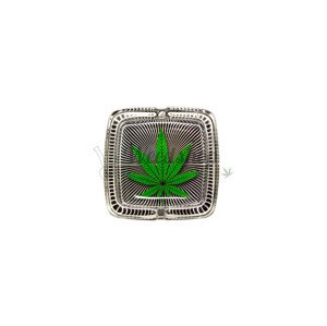 WeedShop Sklenený popolník hranatý - List konope Varianty: List zelený pruhy