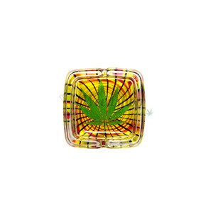 WeedShop Sklenený popolník hranatý - List konope Varianty: List zelený špirál