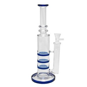 WeedShop Sklenený bong s 3x Honeycomb perkoláciami Farba: Modrá