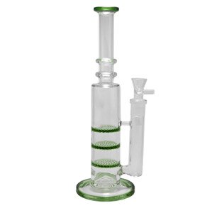 WeedShop Sklenený bong s 3x Honeycomb perkoláciami Farba: Zelená