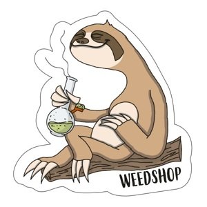 WeedShop Samolepka Lenochod s bongom