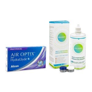Alcon Air Optix Plus Hydraglyde Multifocal (3 šošovky) + Solunate Multi-Purpose 400 ml s puzdrom