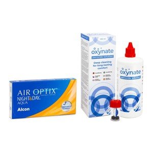 Alcon Air Optix Night & Day Aqua (6 šošoviek) + Oxynate Peroxide 380 ml s puzdrom