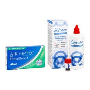 Alcon Air Optix Plus Hydraglyde for Astigmatism (3 šošovky) + Oxynate Peroxide 380 ml s puzdrom