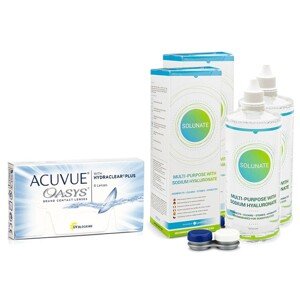 Johnson & Johnson Acuvue Oasys (6 šošoviek) + 2 x Solunate Multi-Purpose 400 ml s puzdrom