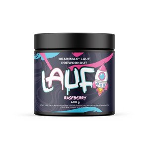 BrainMax LAUF Preworkout, s kofeínom, 400 g Príchuť: Malina Predtréningovka pre podporu výkonu s kofeínom, STIM, doplnok stravy
