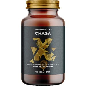 BrainMax Chaga extrakt, 50 % polysacharidov a 20 % beta-1,3/1,6 D-glukánov, 500 mg, 100 rastlinných kapsúl Extrakt z plodnice Chagy sibírskej, doplnok stravy