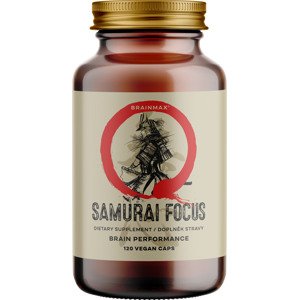 BrainMax Samurai Focus, 120 rastlinných kapsúl Najkomplexnejšie vedecky overené zloženie v spolupráci s BJP pre maximálnu koncentráciu, nabudenie a energiu, doplnok stravy, 30 dávok