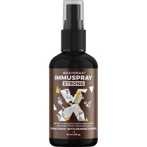 BrainMax ImmuSpray, STRONG, sprej na podporu imunitného systému, 30 ml Prírodný extrémne silný sprej do krku na dezinfekciu a podporu imunity, 113 dávok, doplnok stravy