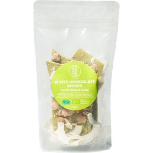 BrainMax Pure Lámaná čokoláda biela - matcha, kokos a mandle, BIO, 125 g White Chocolate Pieces - Matcha, kokos a mandle / *CZ-BIO-001 certifikát