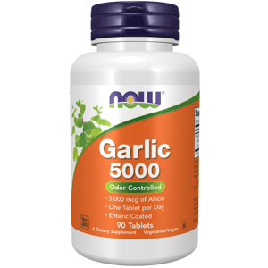 NOW® Foods NOW Garlic 5000 mcg alicinu, česnekový olej bez zápachu, 90 enterosolventních tablet