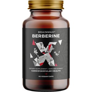 BrainMax Berberin 500 mg, 90 rastlinných kapsúl Prírodná bioaktívna látka pre podporu zdravia srdca, pečene, trávenia, močového a reprodukčného systému, doplnok stravy