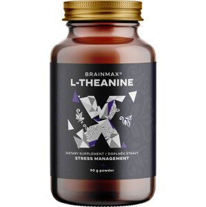 BrainMax L-Theanine, L-theanin v prášku, 90 g Aminokyselina spájaná so sústredením a relaxáciou, doplnok stravy