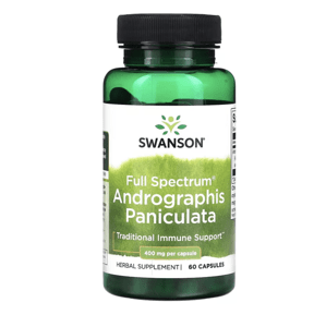 Swanson Swanson, Full Spectrum Andrographis Paniculata, právenka latnatá, 400 mg, 60 kapsúl Výživový doplnok