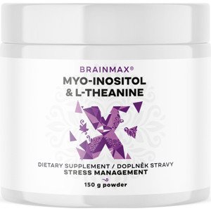 BrainMax Myo-Inositol & L-Theanine, 150 g Myo-inositol s L-theanínom pre podporu hormonálnej rovnováhy a mentálnu pohodu, 250 dávok, doplnok stravy