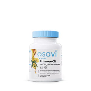 Osavi Primrose Oil with vitamín A & E, Pupalkový olej s vitamínmi A & E, 1800 mg, 60 rastlinných kapsúl doplnok stravy