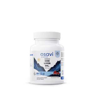 Osavi Norwegian Cod Liver Oil, Norský olej z tresčích jater, citrón, 1000 mg, 60 kapslí Výživový doplnok