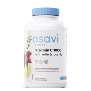 Osavi Vitamín C s Rutin a Rose Hip, 1000 mg Vitamín C s Rutínom a Šípkom, 180 vegán kapsúl Výživový doplnok