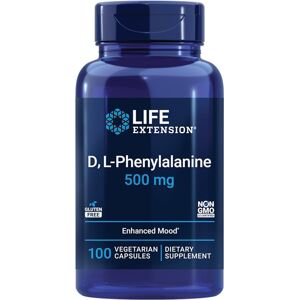Life Extension Life Extension, D, L-Phenylalanine, zlepšenie nálady, 500 mg, 100 vegán kapsúl Výživový doplnok