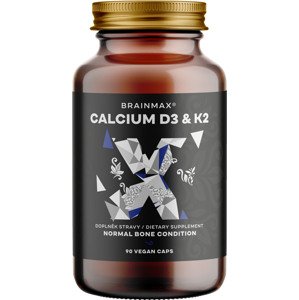 BrainMax Calcium D3 & K2, vápnik s vitamínom D3 & K2, 90 rastlinných kapsúl Vápnik s vitamínom D3 a s najlepšie vstrebateľnou patentovanou formou vitamínu K2 MK-7