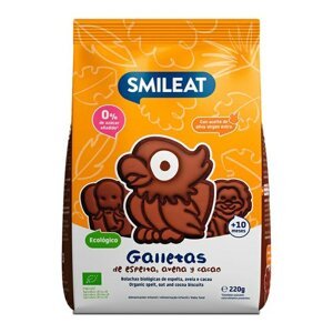 Smileat BIO špaldové kakaové sušenky s jablečnou šťávou panenským olivovým olejem 10M+ 220g