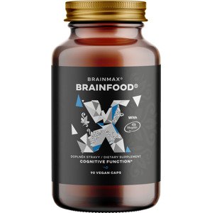 BrainMax BrainFood, 90 rastlinných kapsúl Nootropikum založené na 8 vedecky overených látkach pre podporu motivácie, koncentrácie a mentálneho výkonu, doplnok stravy