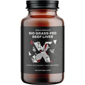 BrainMax Grass-Fed Beef liver, hovädzia pečeň, BIO, 240 kapsúl Lyofilizovaná organická hovädzia pečeň pre podporu metabolizmu, imunity a zdravia pokožky, doplnok stravy