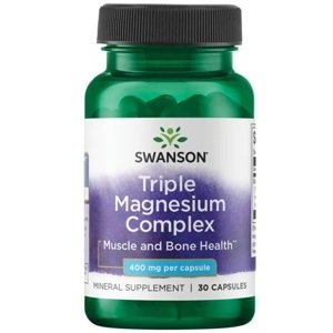 Swanson Triple magnesium Complex, horčík z 3 zdrojov, 400 mg, 30 kapsúl Výživový doplnok