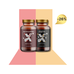 BrainMax Astaxanthin (Astaxantin) BIO, 8 mg, 60 rastlinných kapsúl + BrainMax Fisetin 100 mg, 60 rastlinných kapsúl Doplnok stravy