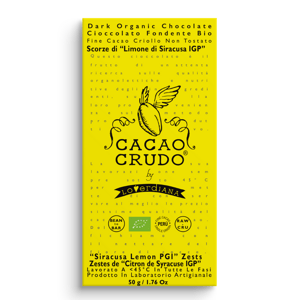 Cacao Crudo Raw Horká čokoláda s citrónovou kôrou, 50 g *IT-BIO-006 certifikát