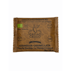 Cacao Crudo Raw Hořká čokoláda s nasekanými lískovými oříšky, BIO, 30 g *IT-BIO-006 certifikát