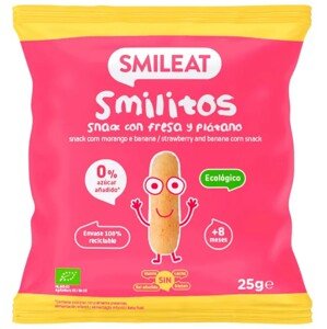 Smileat kukuričné ​​chrumky banán a jahoda s panenským olivovým olejom 8M+, BIO, 25 g