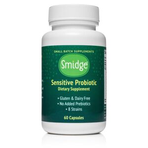 Smidge Sensitive Probiotiká, 8 kmeňov, 5 miliárd CFU, 60 rastlinných kapsúl Výživový doplnok