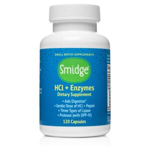 Smidge HCl + Enzymes, tráviace enzýmy, 120 rastlinných kapsúl Výživový doplnok