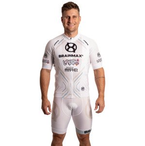 BrainMax LAUF cyklistický set, bílý dres a bílé kraťasy se šlemi Veľkosť: L