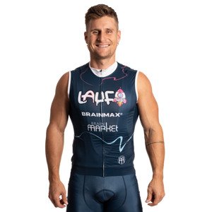 BrainMax LAUF cyklistický dres bez rukávů, modrý Veľkosť: L