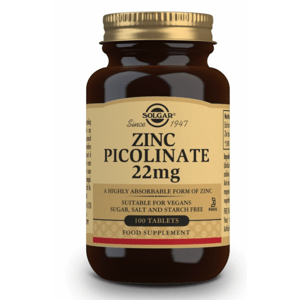 Solgar Zinc Picolinate, zinok pikolinát, 22 mg, 100 tabliet