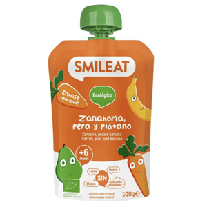 Smileat kapsička hruška, karotka, banán 6M+, BIO, 100 g