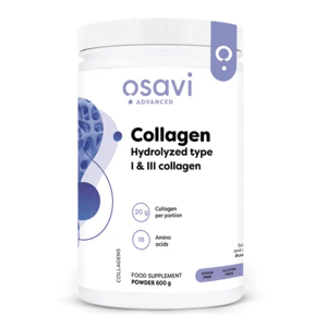 Osavi Collagen Hydrolyzed, Hydrolyzovaný kolagén prášok, Typ I & III, 600 g